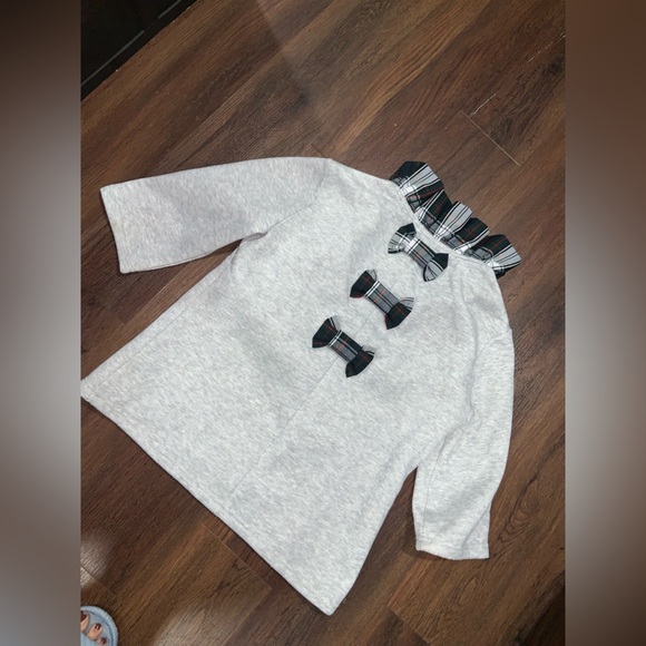 Elizabeth Willson designs Plaid Jacqueline Ruffle Sweatshirt XS preppy bow fall - Picture 3 of 5